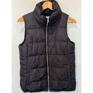 Women's Old Navy Black fleece lined Puffer Vest M pockets zip front